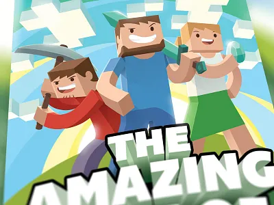 Minecraft Book Cover book character cover diamond game illustration minecraft pick sword vector