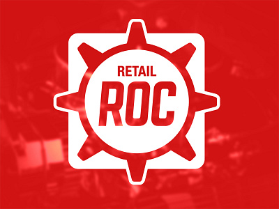 ROC Logo automotive brand flat gear logo red texture white