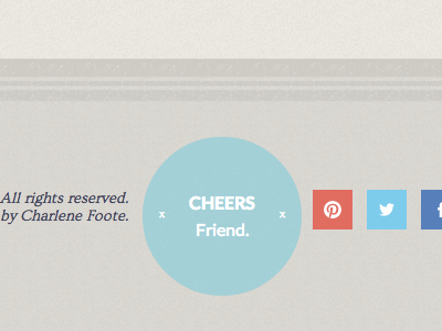 Cheers, friend. border circle footer lines social icons texture