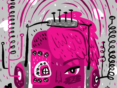 music maker color test headphones illustration magazine mohawk music