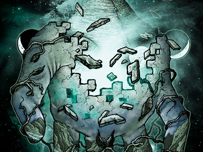 Soul Feeders - Hand of Evolution earth hand illustration moon mountain pyramid shirt space tshirt water