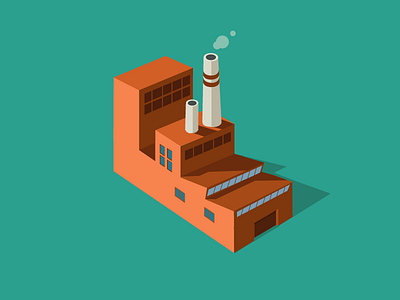 Letter F 3d alphabet f f factory illustration isometric