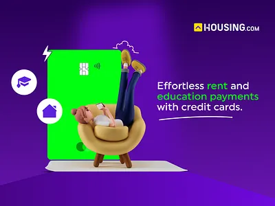 Housing.Com ads branding credit card design digital ad finance fintech graphic design illustration logo marketting product design rent pay typography ui ux vector