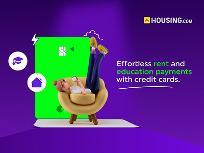 Housing.Com ads branding credit card design digital ad finance fintech graphic design illustration logo marketting product design rent pay typography ui ux vector