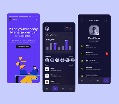 Hepicter Mobile Application analytics app banking design finance fintech management minimal mobile app money trendy ui uiux wallet