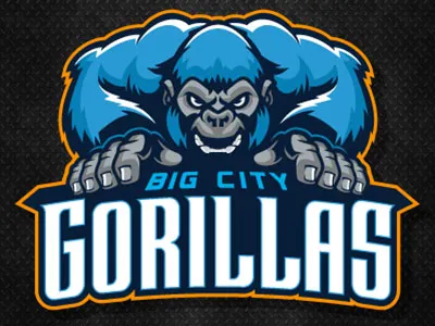Gorillas big apes branding football gorilla lacrosse primate roller derby soccer sports mascot