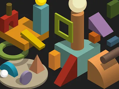 Scatter Blocks blocks colorful colour colourful illustration isometric minimal shapes simple vector