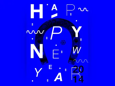 Happy New Year '14 2014 blue card helvetica new year print snow typo winter