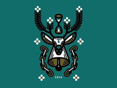 Ring in the New Year antler bell elk icon illustration