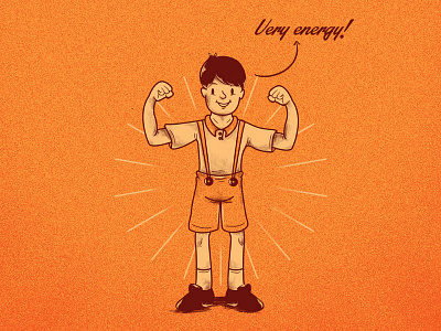 A Strong boy! boy cartoon comics force illustration old retro strong vintage