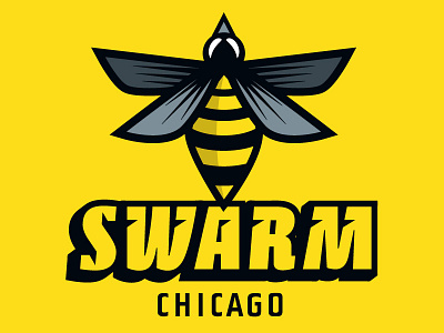 Football Team Branding Chicago Swarm athletic black brand bug display football insect logo sports swarm team yellow