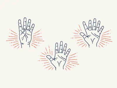 Hands five gimme handmade high five rays up top