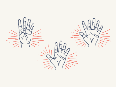 Hands five gimme handmade high five rays up top