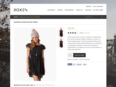 INTRODUCING: ROXEN THEME background image buy e commerce flat luxury online page product shopping cart store urban website