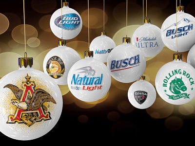 Anheuser Busch holiday card animation balls beer bokeh holiday lights ornaments physics reflections shine warm warmth