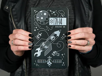 Space Journal brad ruder moleskin moon rocket rudahbee satellite stars