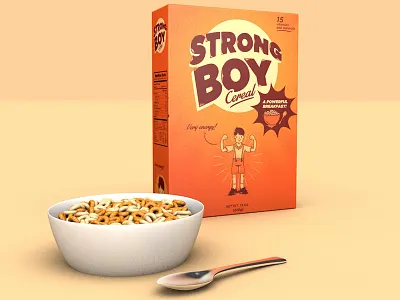 Strong Boy Cereal boy cartoon cereal comics force illustration old packaging retro strong vintage