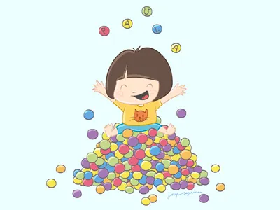 Paula balls color funny happines happy illustration infantil kids