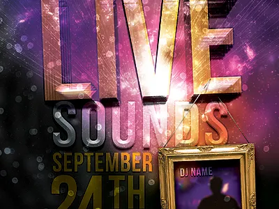 Live Sounds Party Flyer Template club disco flyer frame party pink sparkle template