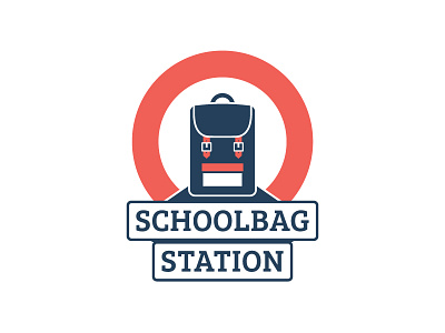 Schoolbag Station Logo backpack bag branding flat icon identity illustration logo modern school station vintage