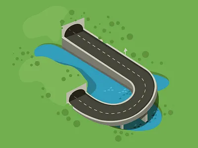 Letter J 3d forest green highway illustration j jungle river road