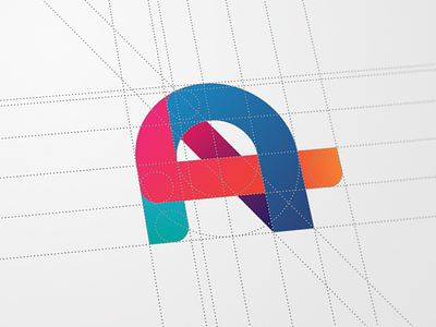 "A" Logomark a circles construct flat geometric gradient guides lines logo mark