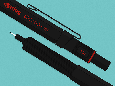rOtring 600 Black Mechanical Pencil black flat mechanical pencil pen rotring tool vector