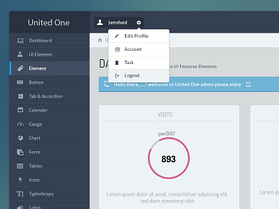 Dashboard app application dashboard dropdown nav ui
