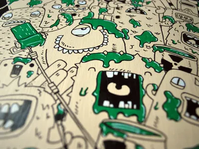 Skate peralta custom #2 custom doodles monsters peralta powell samnuts skate skateboard