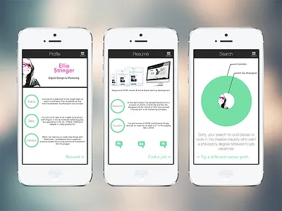 Job Hunting iPhone UI cv hire ios job profile resumé search ui