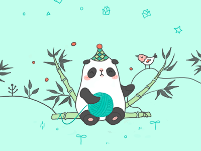 Panda and natural cotton green panda