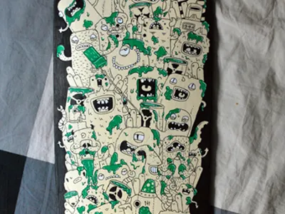 Skate peralta custom #5 custom doodles monsters peralta powell samnuts skate skateboard
