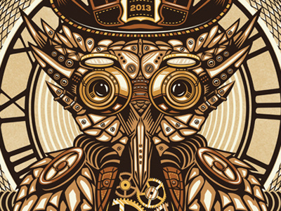 Steampunk and Makers Fair illustration illustrator owl steampunk time vector