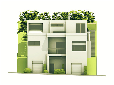 Modern Home [Elevation] 3d architecture building c4d elev elevation house model modern modern home render trees