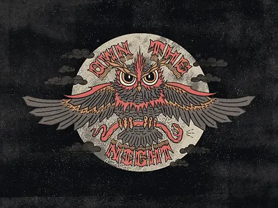 Own The Night illustration lettering moon night owl