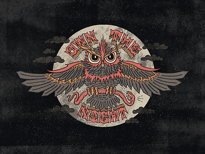 Own The Night illustration lettering moon night owl
