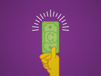 Dollar dollar flat geometric hand illustration minimal money rays vector