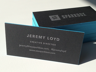 Sparkbox Business Cards black business cards cyan letterpress silver