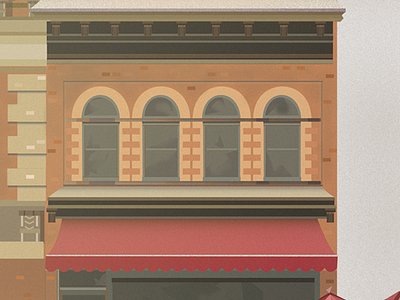 Building Illustration awning bricks building historic illustration texture