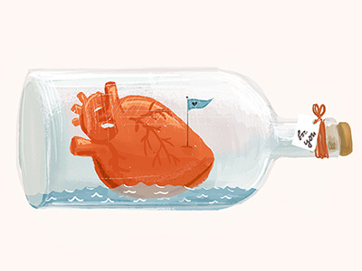 Heart in bottle love valentines day