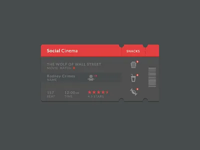 Social Cinema Ticket Ui app cinema flat movie social ticket ui