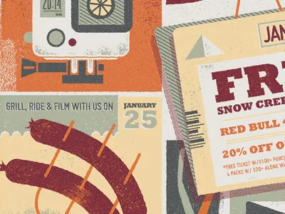 ridefourever x snow creek: shred the creek design illustration poster print type