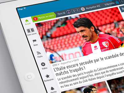 Soccer iPad App Home Menu app fifa flat icons ipad menu mercato navigation soccer ui ux webdesign