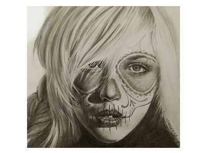 Desolate graphite illustration portrait woman