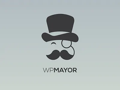 Wp Mayor Rebranding flat logo mayor minimal monocle moustache tophat wp