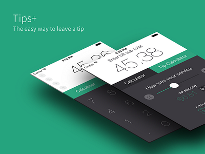 Tips+ app application calculator clean design iphone mobile mobile app