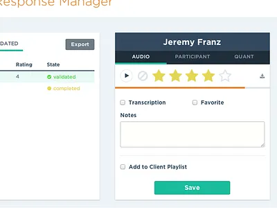 Audio Response Manager audio player ember rating ui