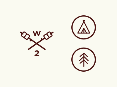 Camp branding camping icons smores teepee tree