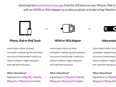 List of hardware for beamerlasershow app app flat hardware ios lasershow page website