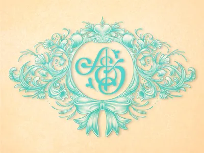 Andrew & Deanne Monogram baroque classy emblem flourishes monogram print vintage wedding